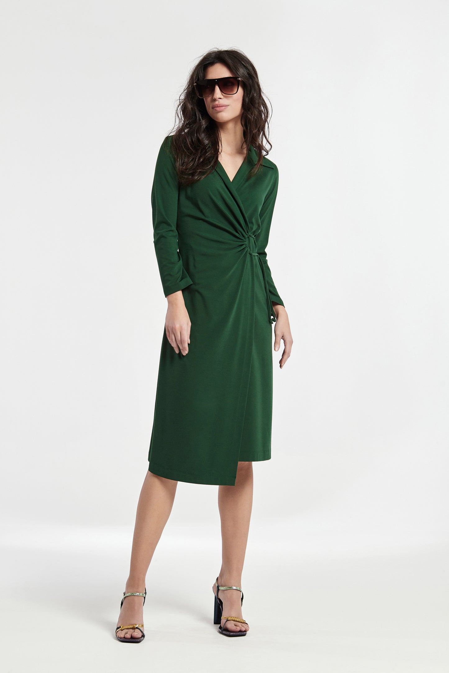 VESTIDO CRUZADO CON CUELLO PUNTO SOFT