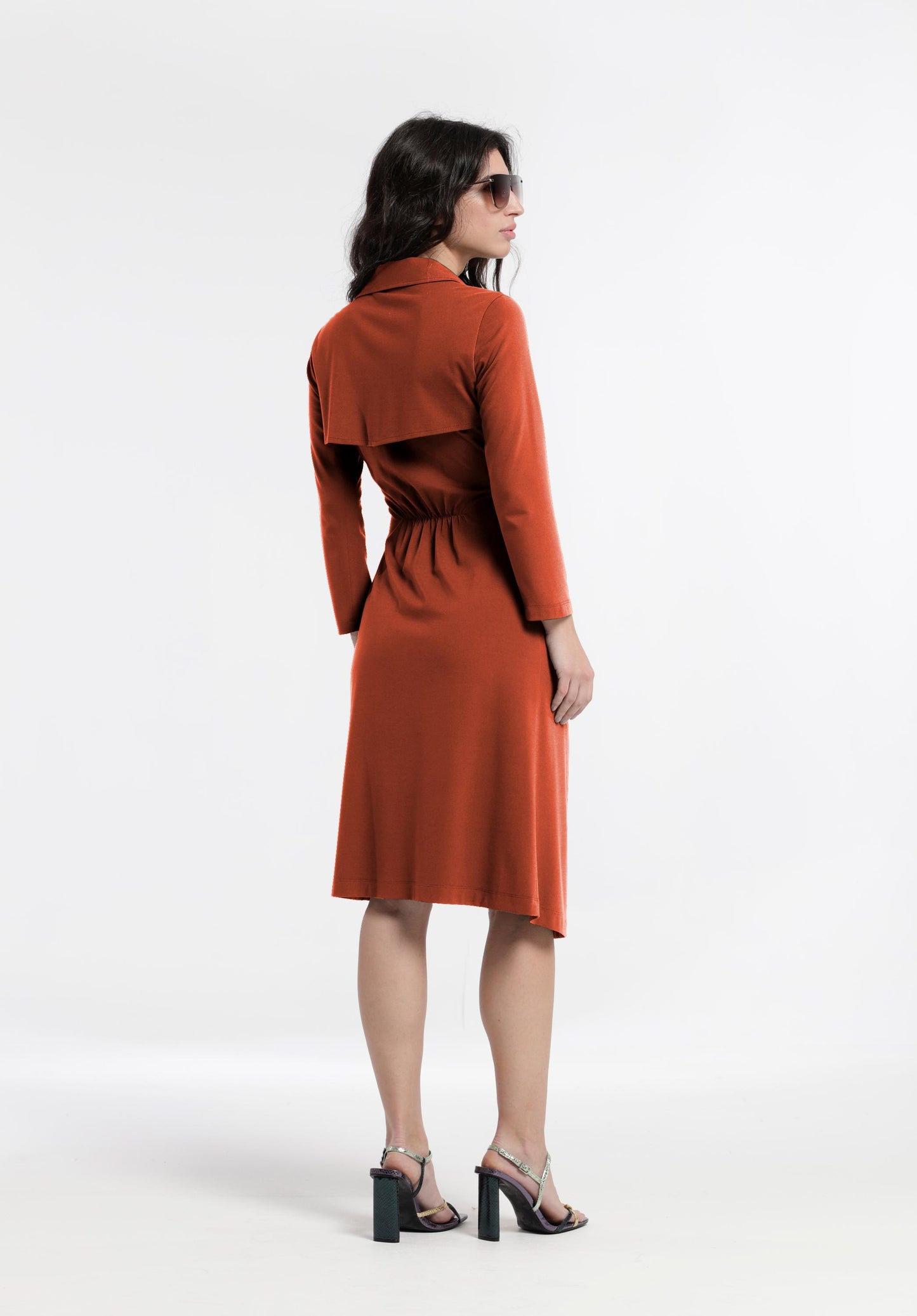 VESTIDO CRUZADO CON CUELLO PUNTO SOFT