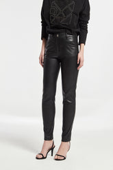 Slim Fit Broek met Vegan Snit, Leereffect Stof