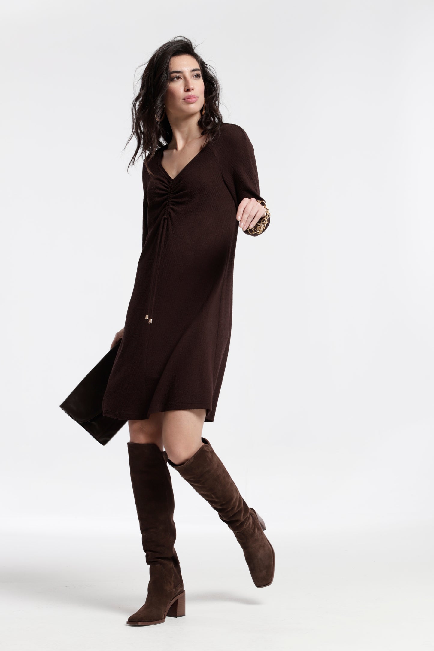 VESTIDO ANDER MANGA RANGLAN JACQUARD PUNTO