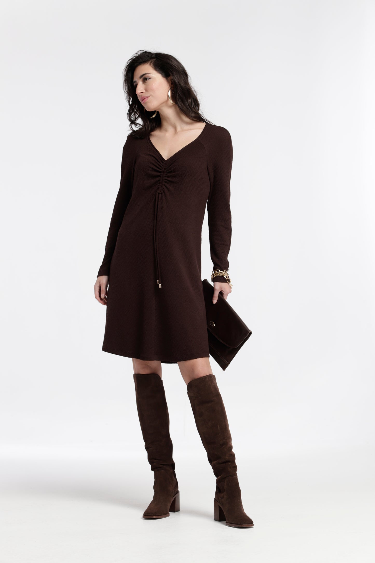 VESTIDO ANDER MANGA RANGLAN JACQUARD PUNTO