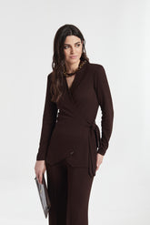 JACQUARD KNIT SURPLICE CHARLES TOP