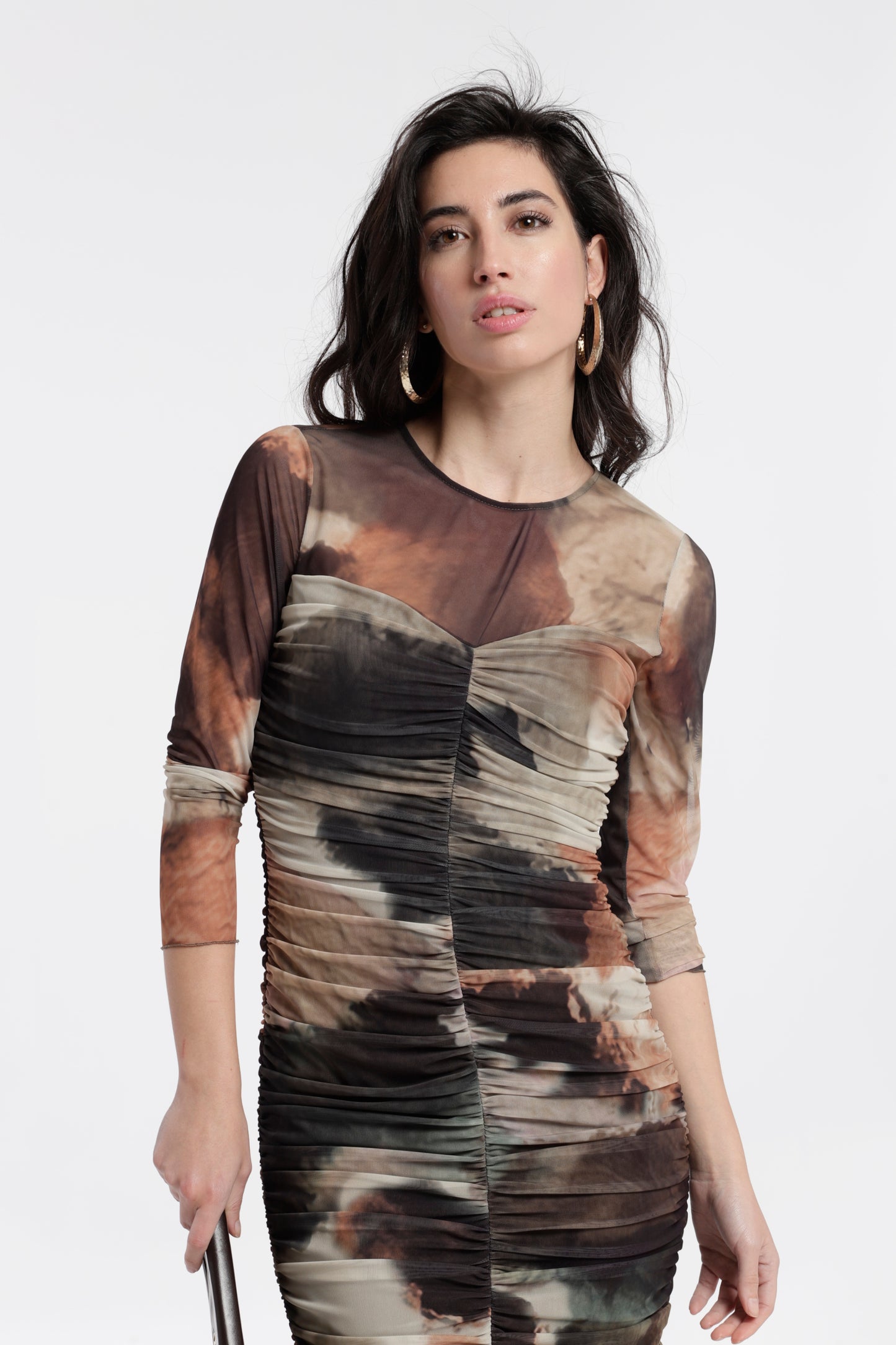 VESTIDO DRAPEADO TUL ESTAMPADO