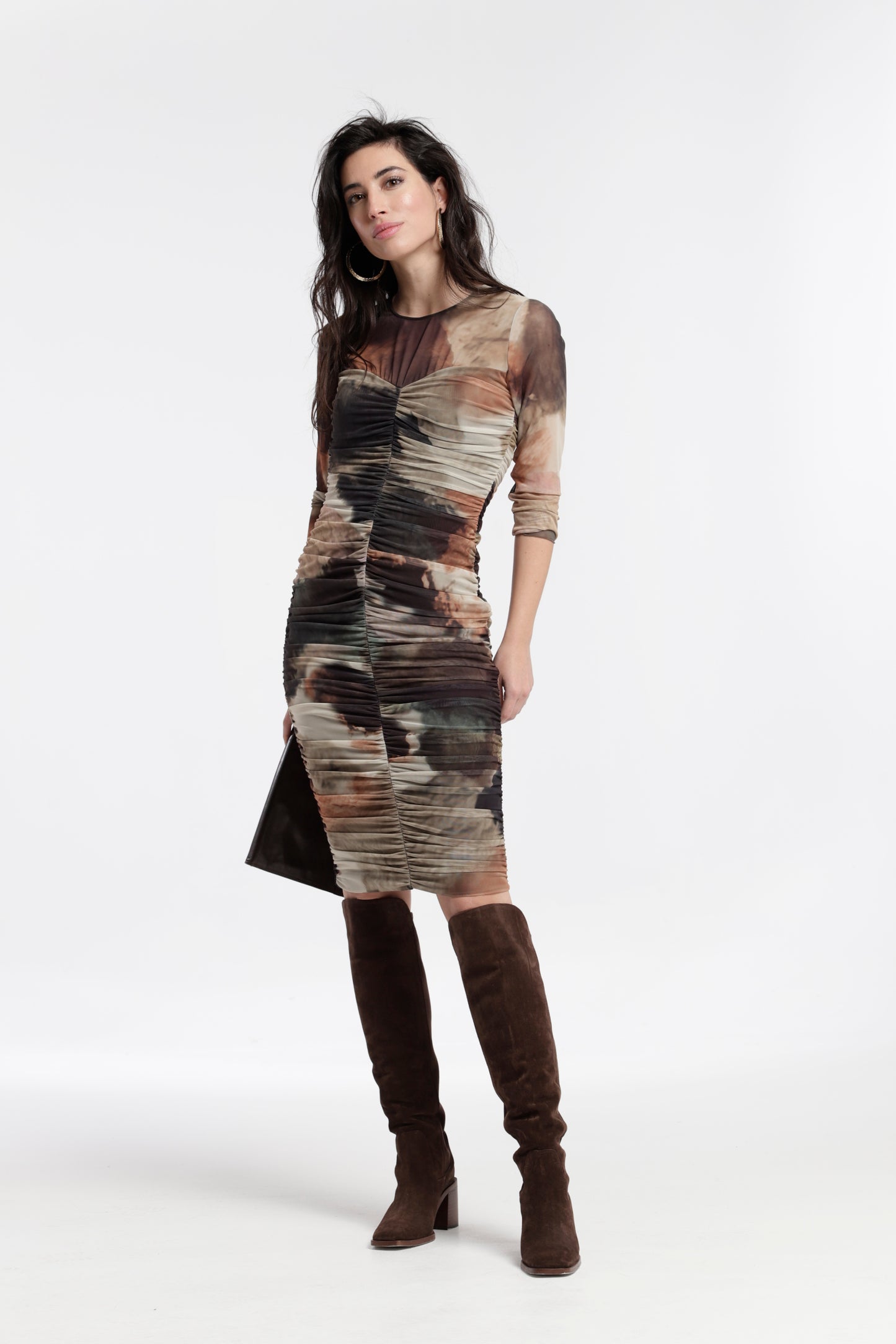VESTIDO DRAPEADO TUL ESTAMPADO