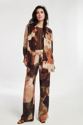 Caoto Cupro bedrukte elastische taillebroek