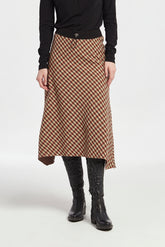 Falda Asimétrica Punto Jacquard Tricolor