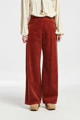 Jasolc wijde broek met vijf zakken van katoencorduroy