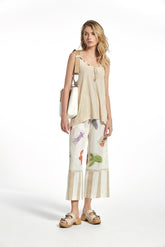 Caebo9 Katoenen Broek, Marineblauwe Print