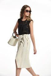 Falda Baku Lino Raya Diplomatica