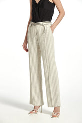 STRAIGHT TWAN LINEN PINSTRIPE TROUSERS