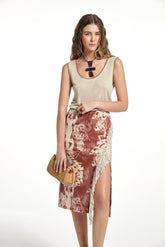 Falda Tokio Estampado Efecto Lino