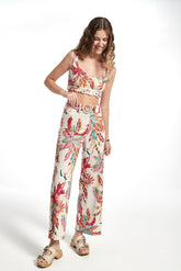 Carrie linnen stretch bedrukte broek