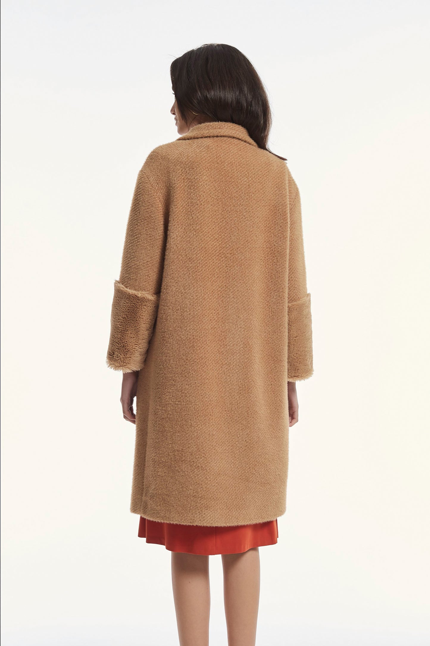 SHORT PILE KNIT TWILL FANEL COAT