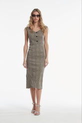 Vestido Barba Jaquard En Punto De Cuadros