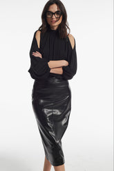 Falda Joan Efecto Piel Color