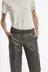 Cinturon Albas Efecto Piel Laminado Metal