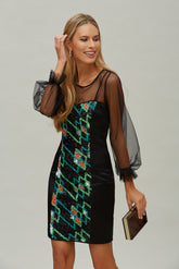 Vestido Entallado Lentejuelas Multicolor