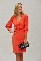 Vestido Frunce Costura Crepé