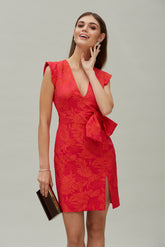 Vestido Lazo Cintura Jacquard Flores