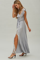 Vestido Falda Plisada Laminado