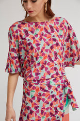 Top Manga Japonesa Gasa Estampada