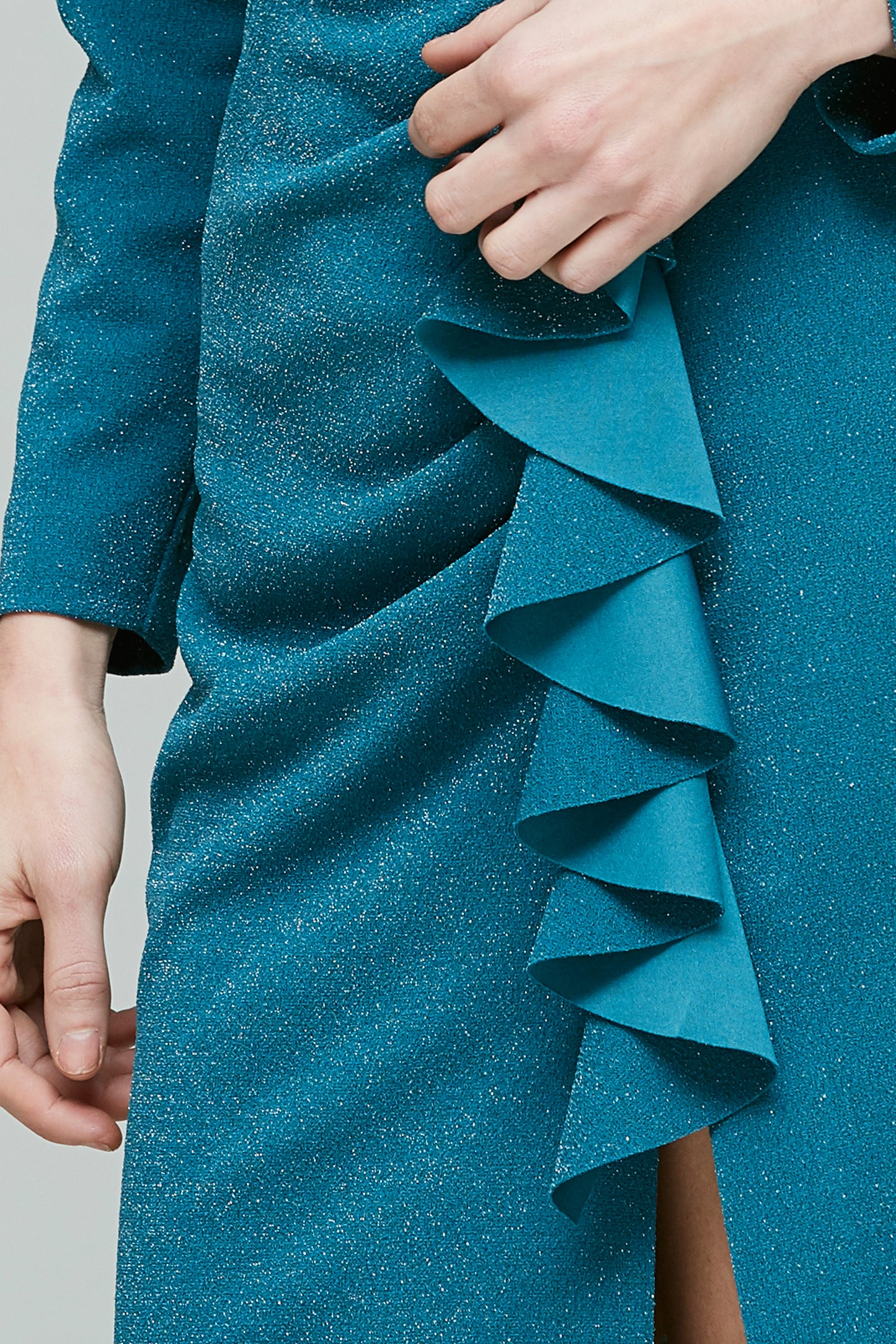 VESTIDO DRAPEADO CORTO EN PUNTO LUREX
