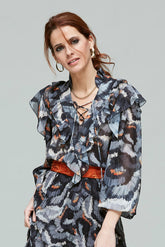 Blusa Volantes-Gasa Estamp.Chiffon