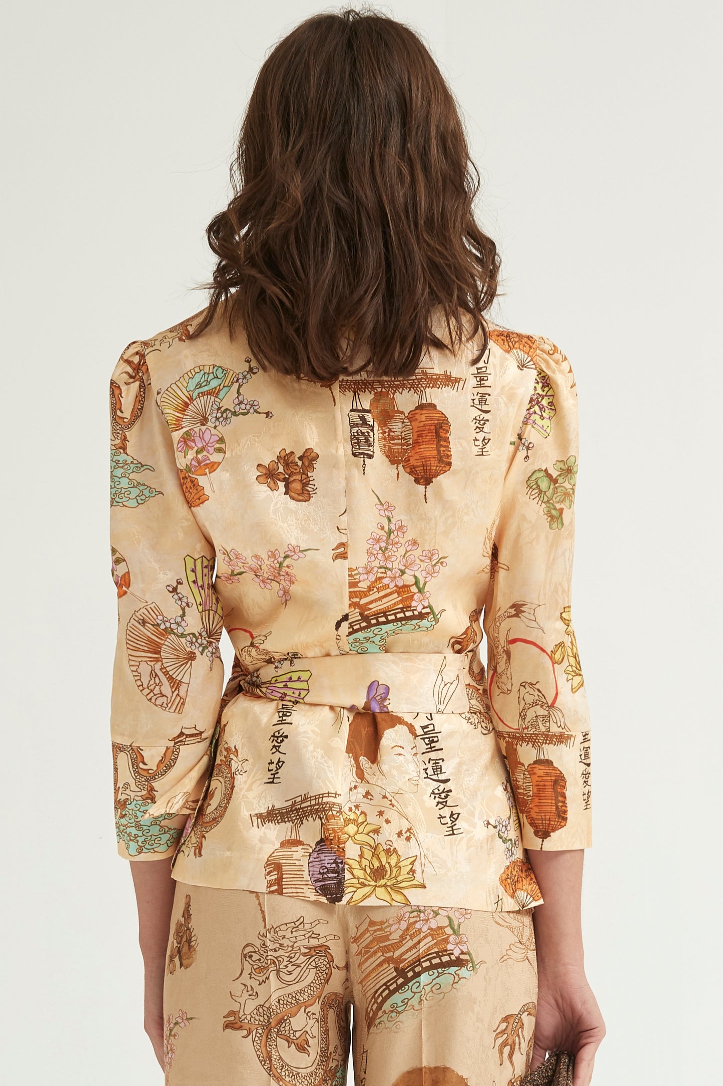 CHAQUETA CRUZADA JACQUARD ESTAMPADO JAPONÉS