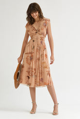 Vestido Gomas En Cintura-Tul Estampado Japonés