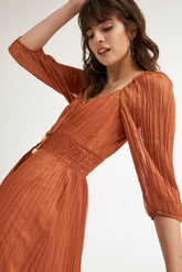 Vestido Largo Escote Cuadrado Gasa Otomán