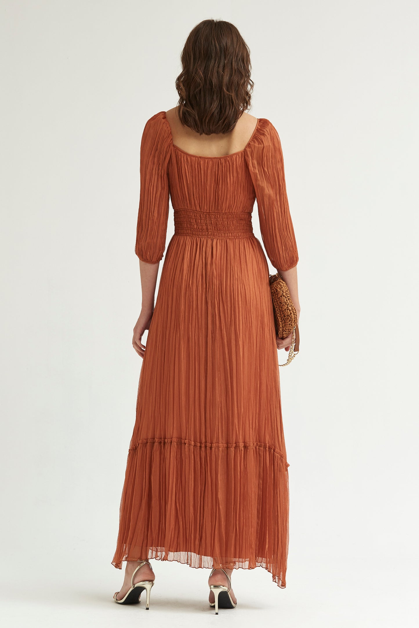 VESTIDO LARGO ESCOTE CUADRADO GASA OTOMÁN