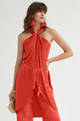 Top Escote Cruzado Satén Lavado