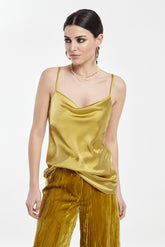 Top Burne Escote Fluido Saten Vintage Stretch