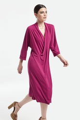Vestido Con Cuello Fluido Punto Liso
