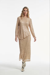 Falda Arden Lentejuela Bordada Sobre Red