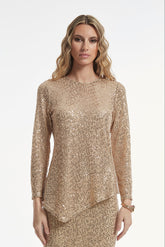 Top Caper Lentejuela Bordada Sobre Red