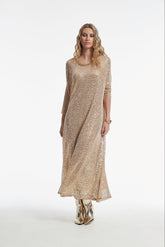 Vestido Terna Lentejuela Bordada Sobre Red