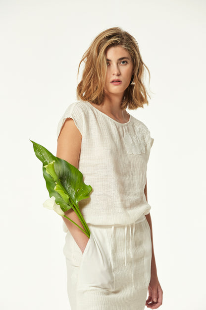 LINEN GRID XAZAN TOP