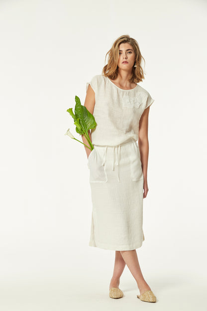 LINEN GRID XAZAN TOP
