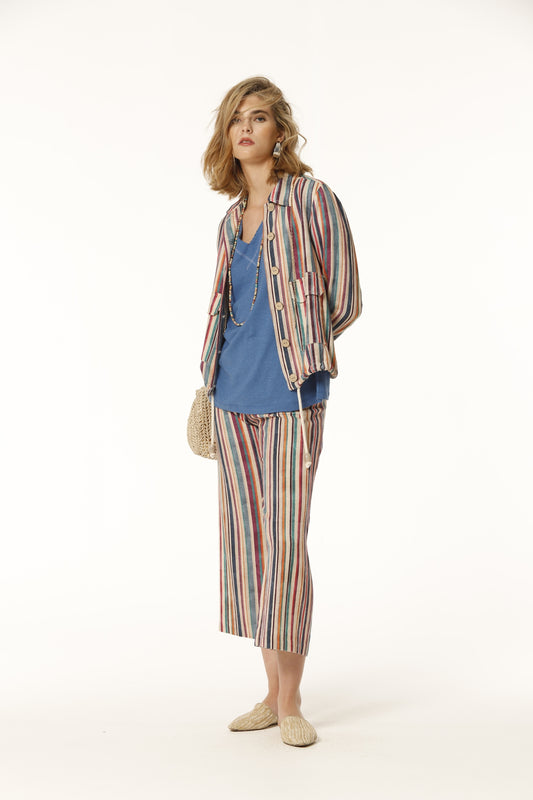 LINED STRIPED RUSTIC CARAS JACKET