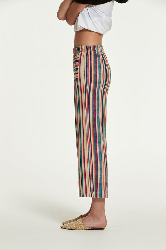 LINED STRIPED RUSTIC GAMBAL TROUSERS