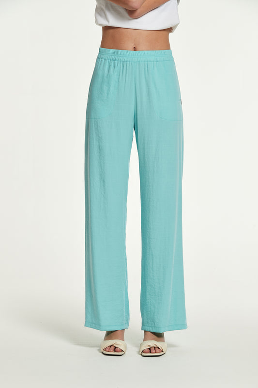 WASHED EFFECT RAYON FABRIC CAOTO TROUSERS