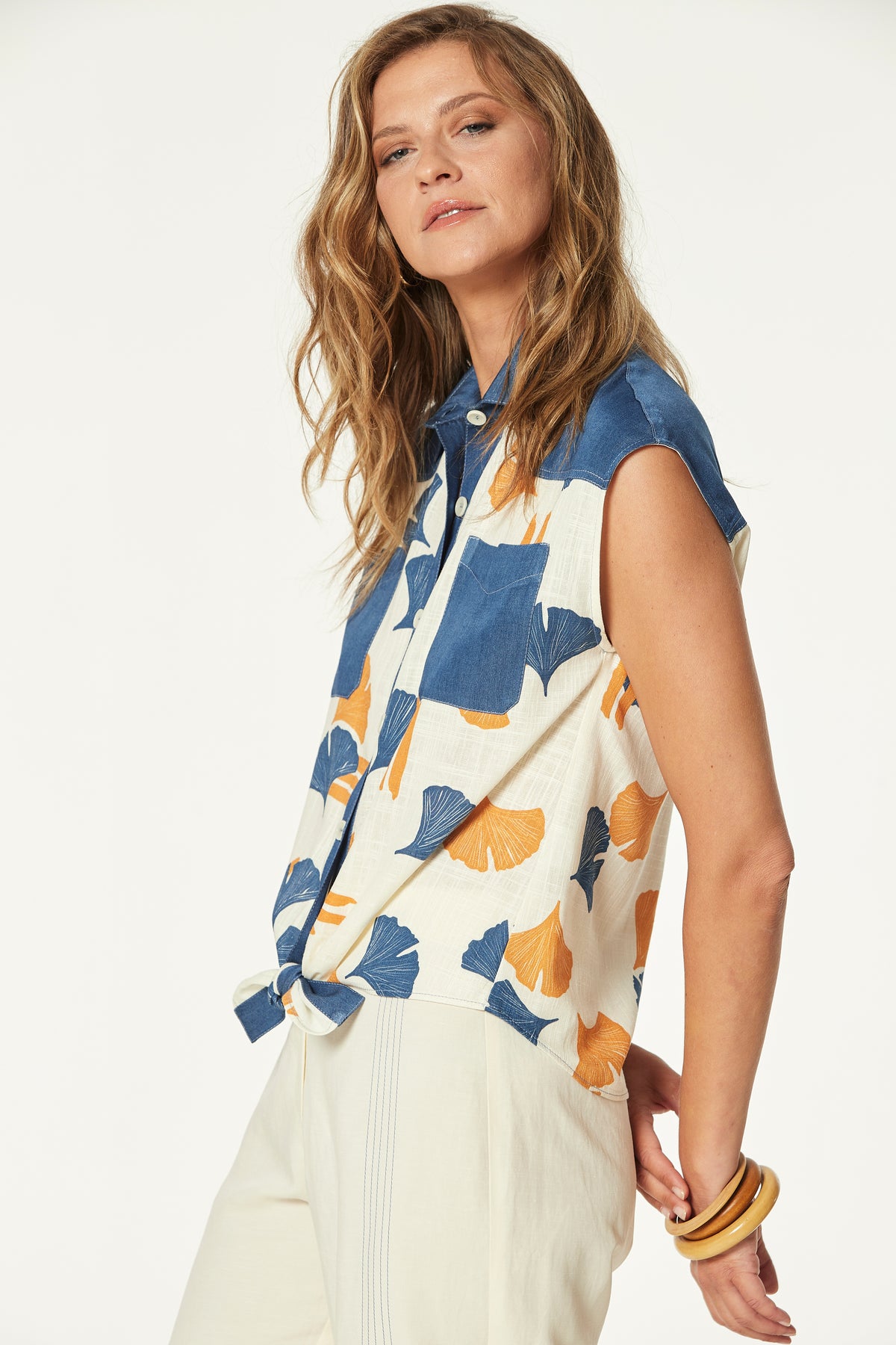 SHIRT SOMETHING LINEN WITH FLORAL PRINT