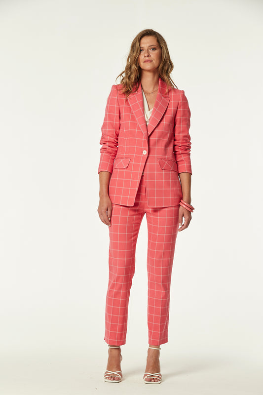 TWO-TONE SQUARED FABRIC BADON JACKET