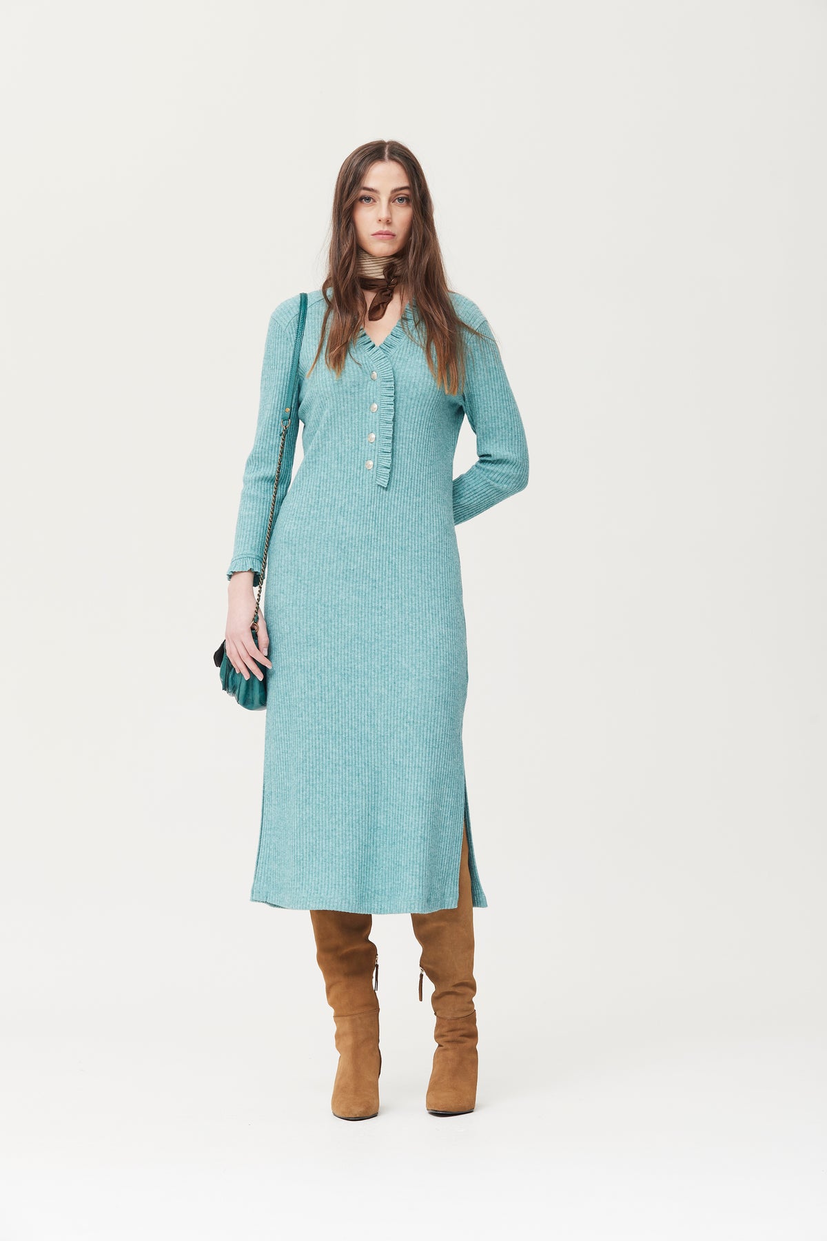 VESTIDO BENICE PUNTO DE CANALÉ MELANGE