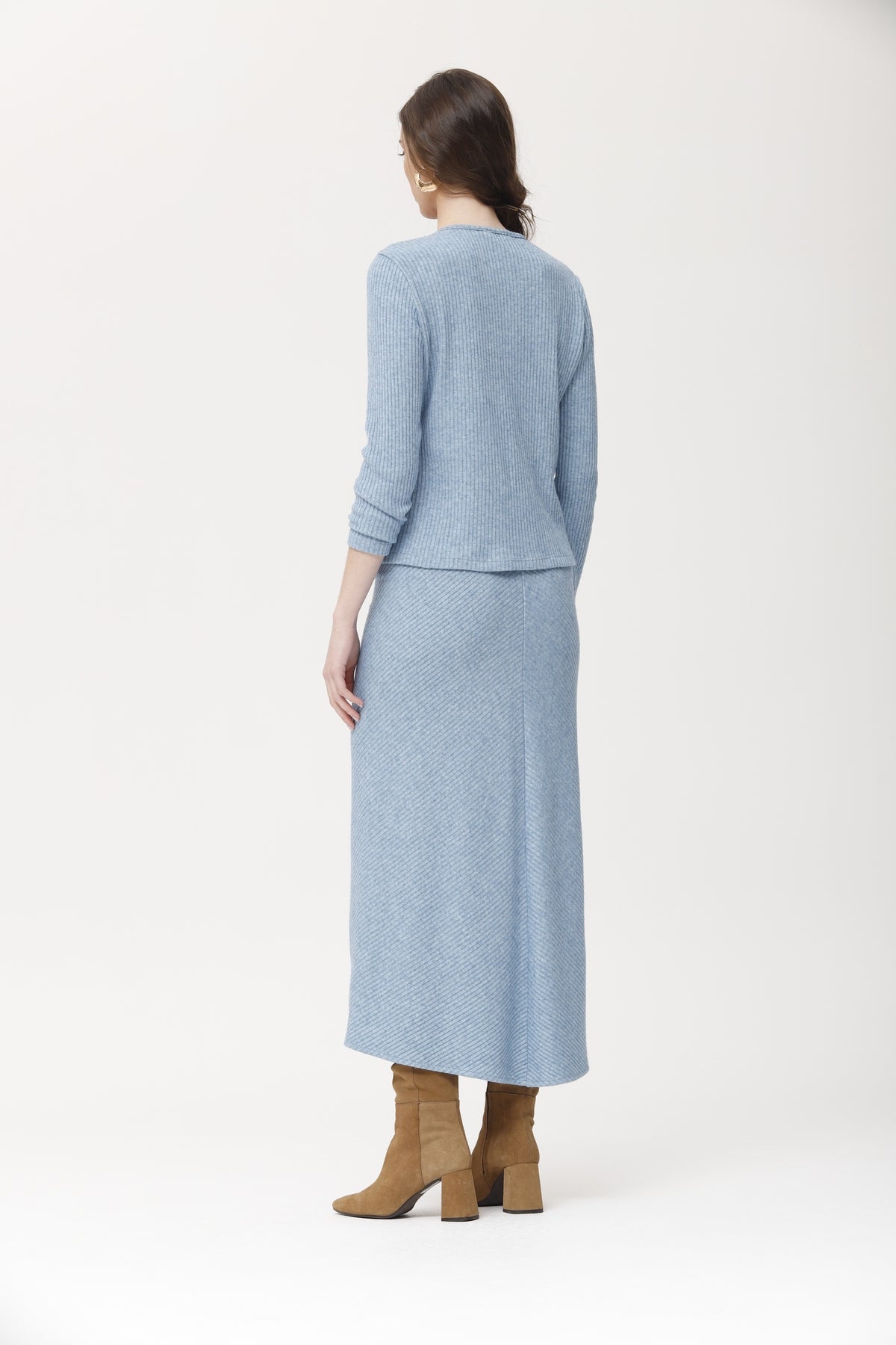 Farda rok in gemêleerde ribbrei