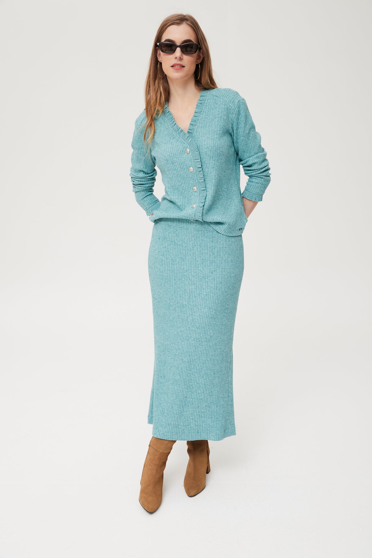 CHAQUETA ZAJAL PUNTO DE CANALÉ MELANGE