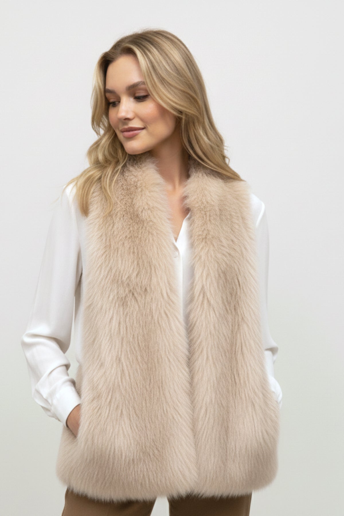 Estola con bolsillos Luxur efecto pelo