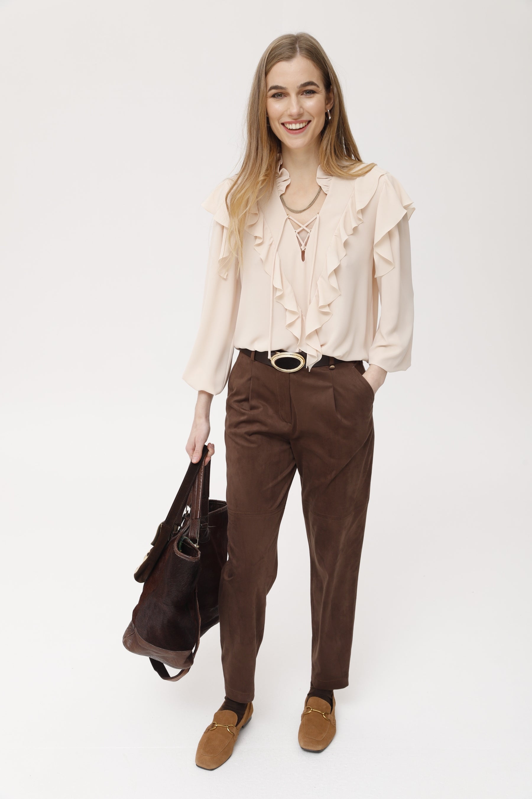 Suede Effect Garel Trousers