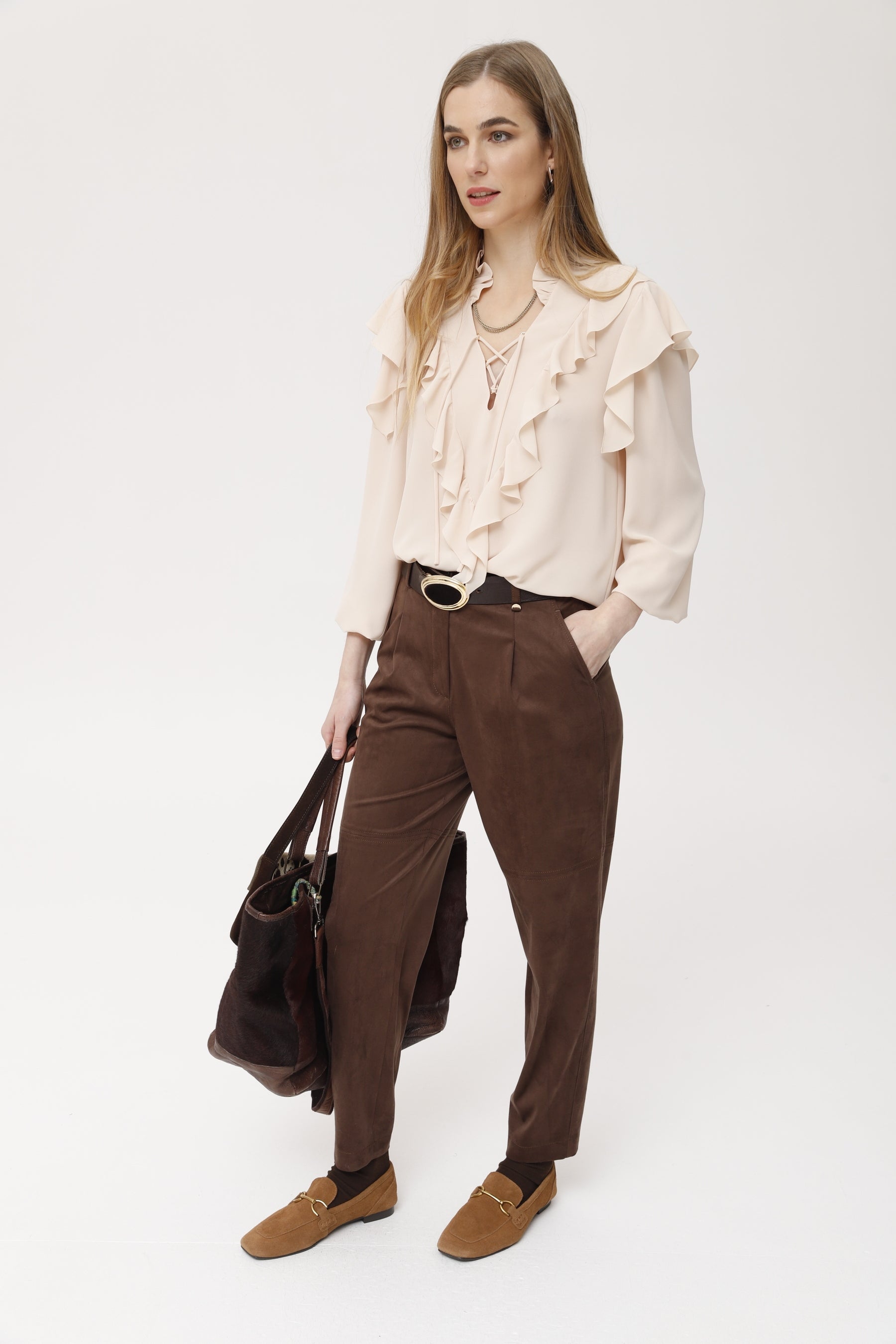 Suede Effect Garel Trousers